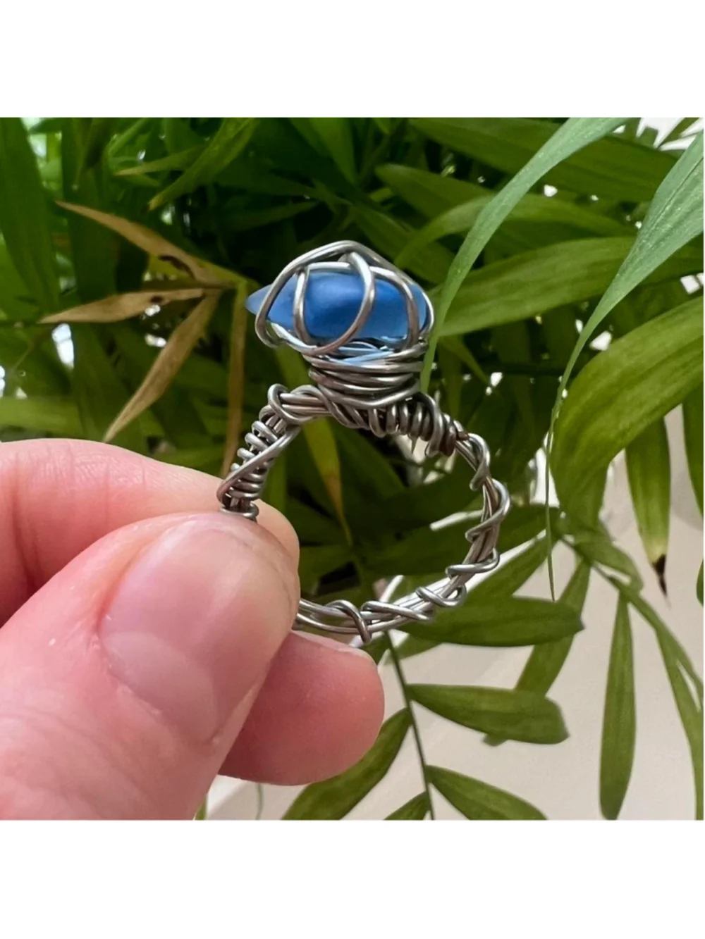 Handmade silver wire wrapped deep blue seaglass ring 🌊💫 PM me with any questi
